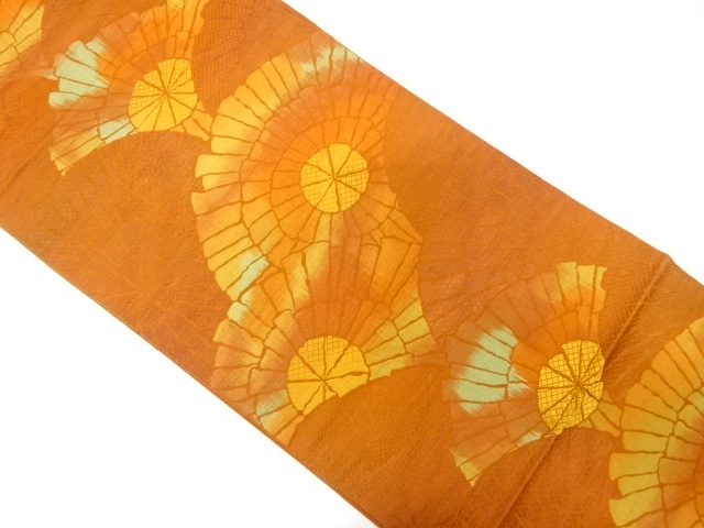 本場筑前博多　変わり花青海波模様織り出し　名古屋帯